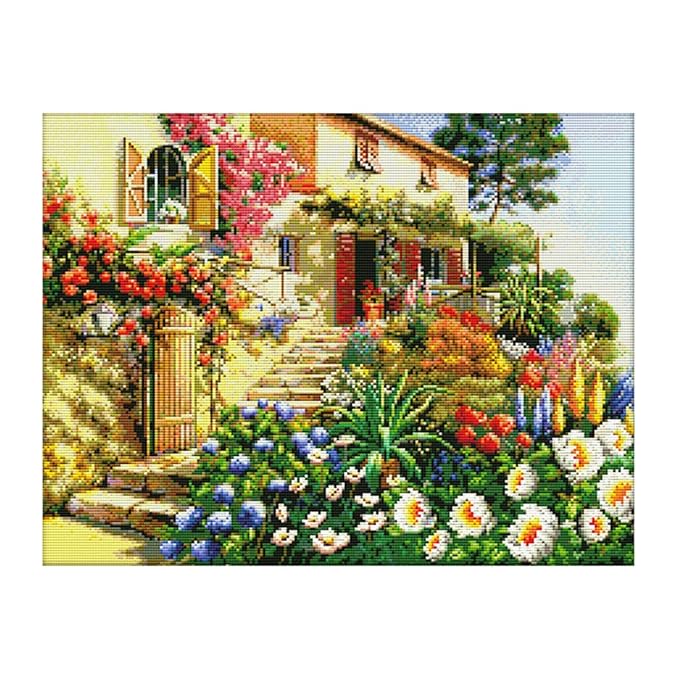 Stamped Cross Stitch Kits PrePrinted Garden Villa Pattern Embroidery
