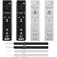 MODESLAB 4 Pack Wii Remote Controller, Built in Motion Plus Replacement Remote Controller Compatible for Wii Wii U, with Wrist Strap (White/Black)