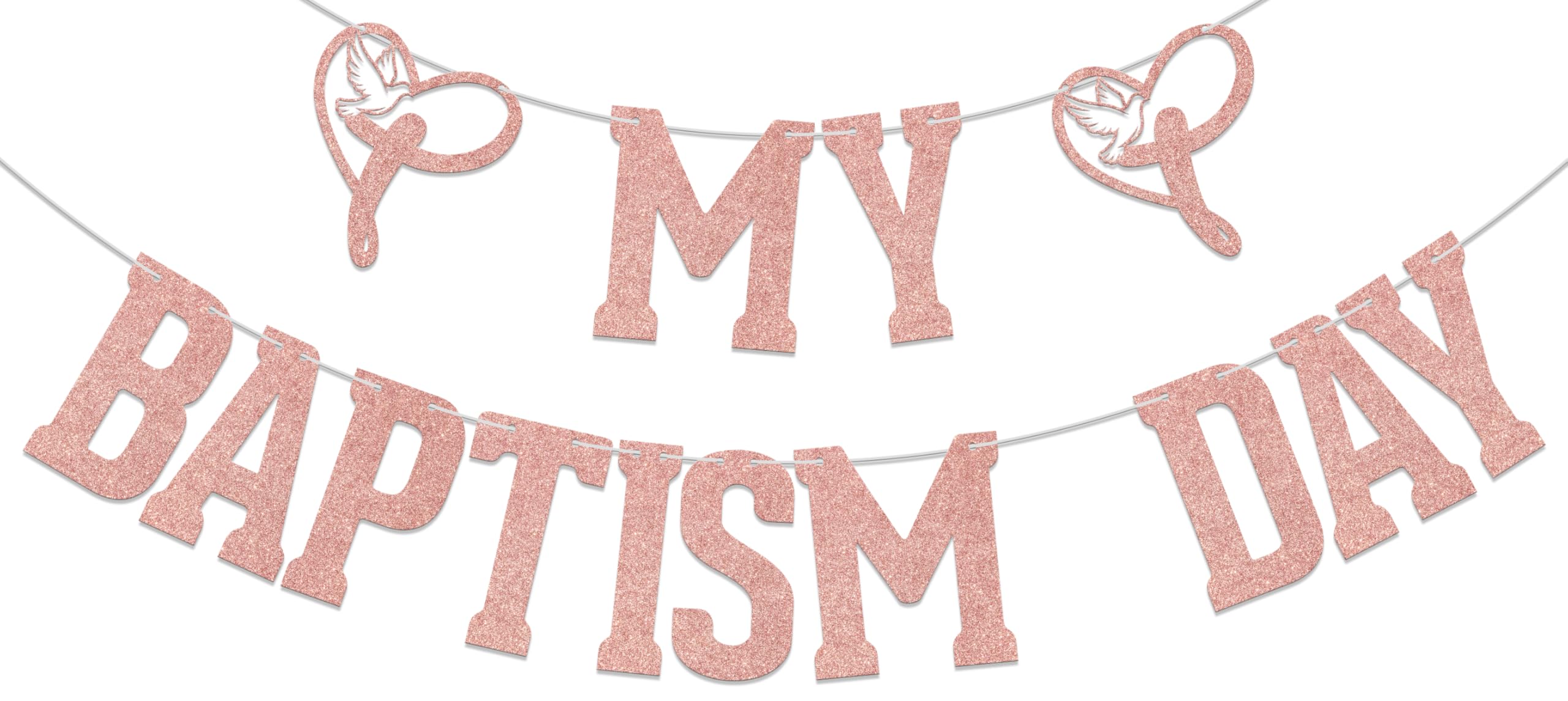 My Baptism Day Banner Christening Baptism Party Decoration Bless This Child Mi Bautizo Decoration Rose Gold Glitter