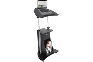Techni Mobili Sit-to-Stand Mobile Medical Laptop Computer Cart, Black, Adjustable Height, B005