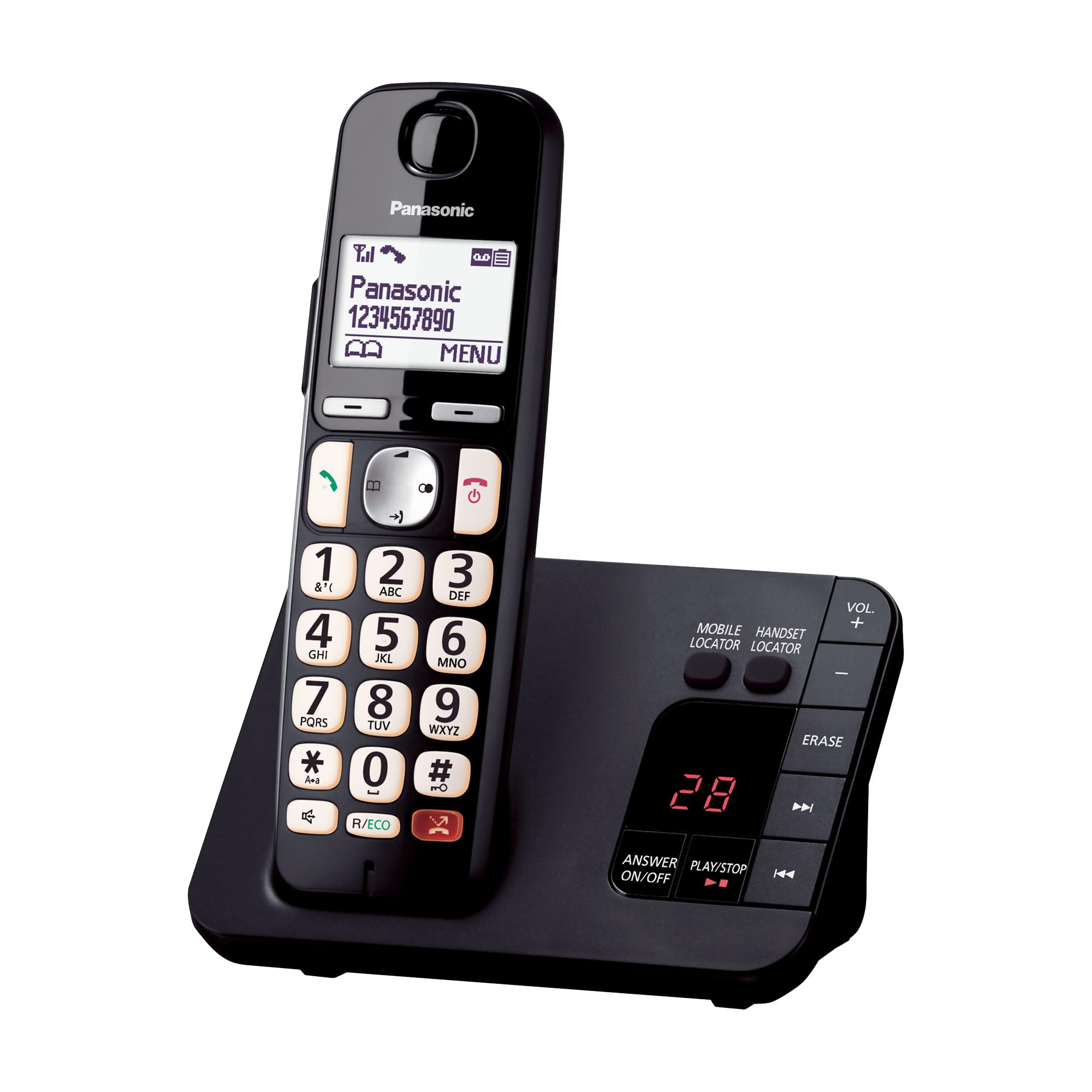Panasonic KX - TGE820EB Digital Cordless Phone About 40 minutes Answering Machine with Nuisance Call Block and Dedicated Key, Amplified Sound Single