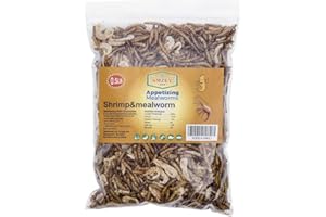 AMZEY Appetizing Mealworms with Dried River Shrimp (8oz) All Natural 100% Non-GMO,Surf & Turf, Chicken, Fish, Ducks, Wild Birds, Turtles, Hamsters, Fish, and Hedgehogs