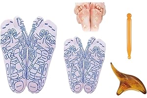 REUDEZS 2 Pairs Reflexology Socks with Massage Tools Set,Foot Relief and Acupressure Reflexology Foot Massage Socks