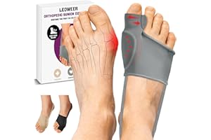 LEOWEER Bunion Corrector Sleeve, Breathable Bunion Big Toe Alignment Splint with Anti-Slip Heel Grip,4 Sizes,Extra Thick Gel Pads & Adjustable Straps for Hallux Valgus Comfort.