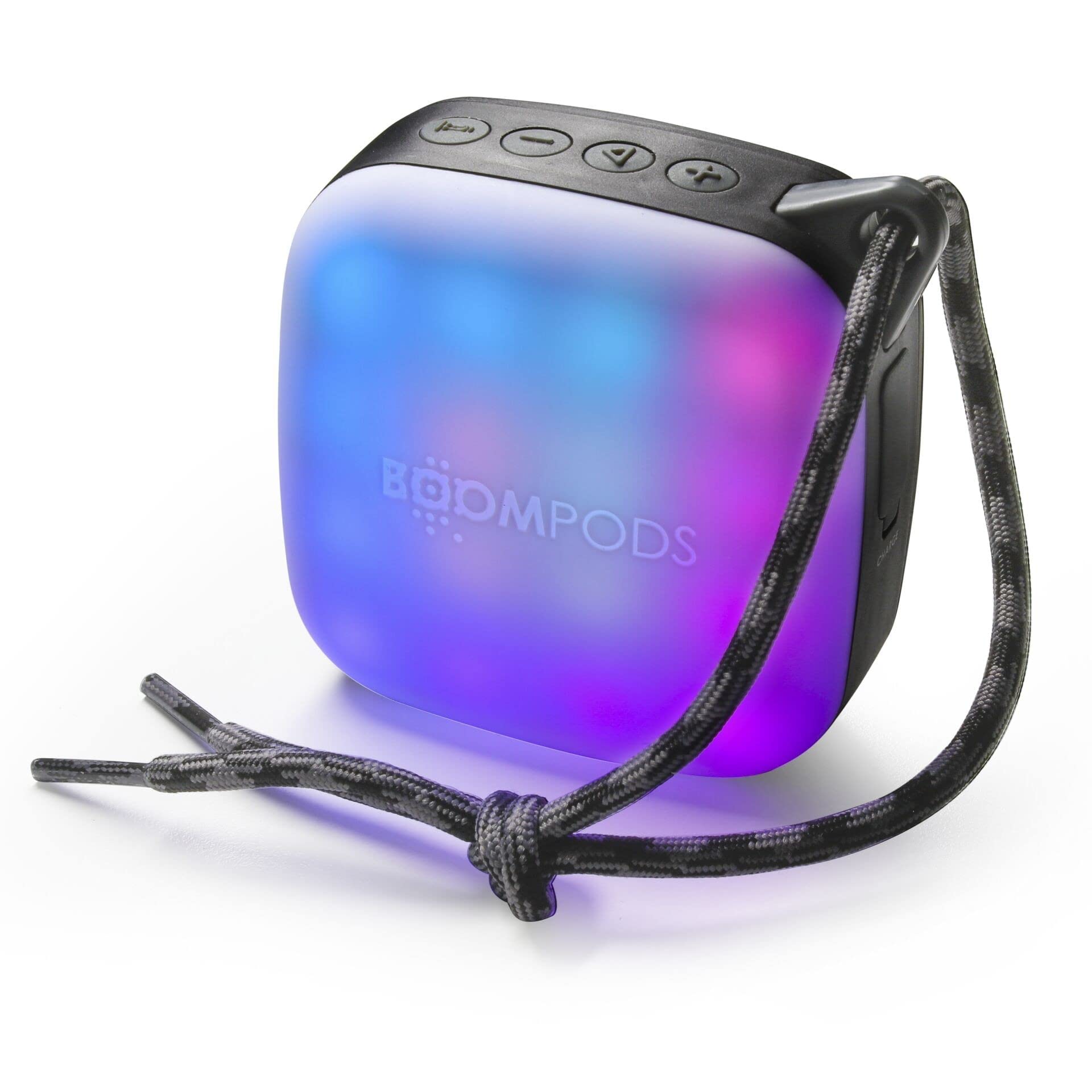 Boompods Rhythm Tide Portable Bluetooth Speaker - Bluetooth Party Speaker with LED Light Show, Made from Ocean Bound Plastics, IPX7 Waterproof Design & 5Hr Battery, Selfie Button Feature