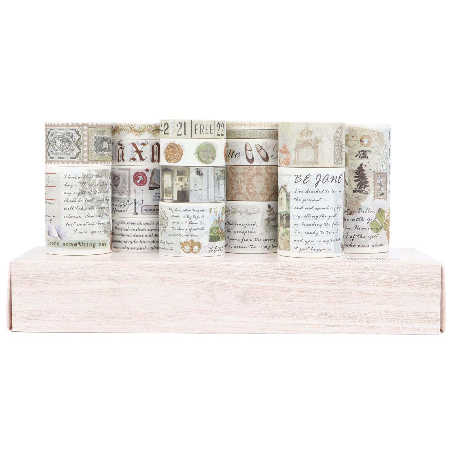 LGEGE 18 Rolls Vintage Washi Tape Set,75/50/30/25/20/15/10/5 mm Wide,Astronomy Planet Stars Moon Universe Old Letters Pentacle,Retro Masking Tape Décor for Scrapbook,DIY Craft (2m)