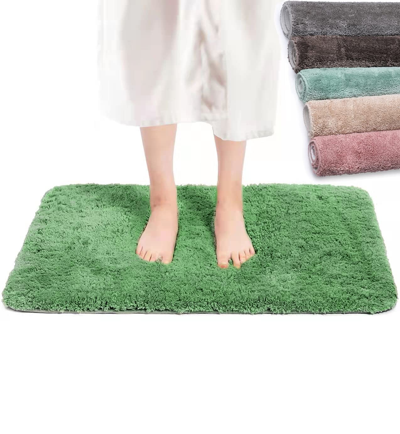 Teov Green Bath Mat 60 x 90cm. Bathroom Rugs Non-Slip & Washable Bath Mat, Bathroom Rug with High Hygroscopic Bathroom Rug for Bathtub, Bathroom, Living Room and Bedroom โ image 1