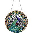 Diamond Art,Cloisonne Art Kit,Diamond Painting Peacock DIY Peacock Diamond Painting Kits Hanging Pendants Wall Art Colored Imitation Glass Art Point Drill Crystal Diamond Art Window Pendants