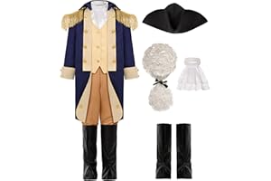 Gortykor Kids George Washington Costume Founding Father Costume for Boys American Colonial Uniform