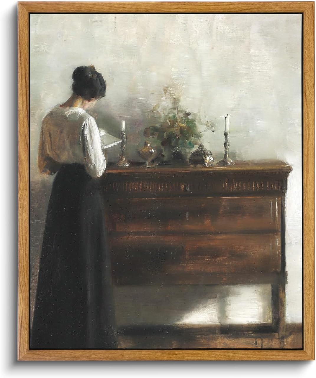 Wall Décor - VIYYIEA Vintage Wall Art Decor Women Backing Portrait Wall Painting Canvas Prints Framed Canvas Wall Art Room Decor Vintage Art Pictures for Bathroom Wall Decor Living Room Decorations 8''x10''