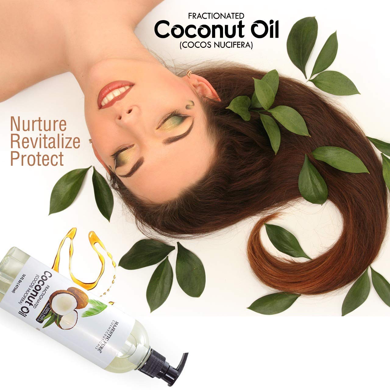 Majestic Pure Fractionated Coconut Oil, For Aromatherapy Relaxing Massage, Carrier Oil for Diluting Essential Oils, Hair & Skin Care Benefits, Moisturizer & Softener - 16 Ounces (Packaging May Vary) : Beauty