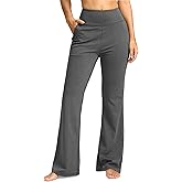 SANTINY Bootcut Pants for Women 28.5"/30.5"/32" Loose High Waisted Wide Leg Leggings Flare Yoga Pants with Pockets (Navy_32-M)