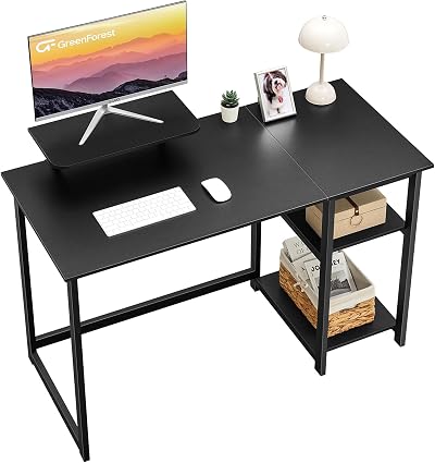 GreenForest GreenForest Computer Desk with Monitor Stand 100cm Black