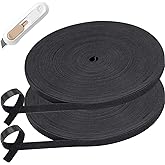 Reusable 1/2''x 168 FT Hook and Loop Tape, Self-Adhension Straps, Double-Side Strips Cable Tie, Cord Management, Reusable Multi-Purpose Wrap Fasteners with Cutter (Black, 56 Yards)