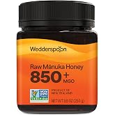 Wedderspoon Raw Manuka Honey 850+ MGO, 8.8 Oz | Unpasteurized New Zealand Honey, Non-GMO, BPA-Free Jar, Superfood &amp; Natural Wellness Support