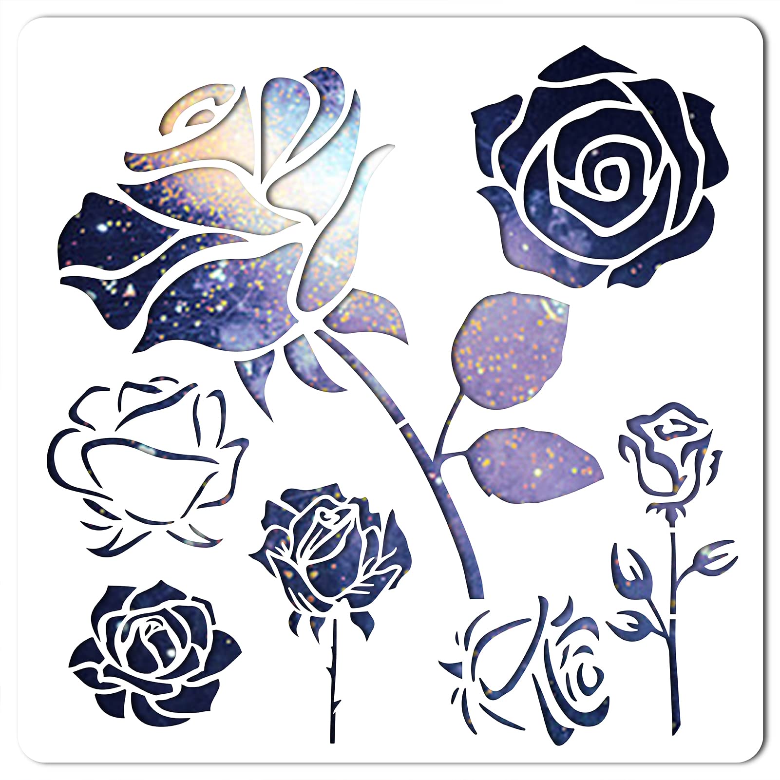 GORGECRAFT Large Rose Flower Stencils for Painting on Wood Wall Floor Canvas Scrapbook Card 11.8x11.8 Inch Reusable Template Sign Home Decor for Valentine's Day