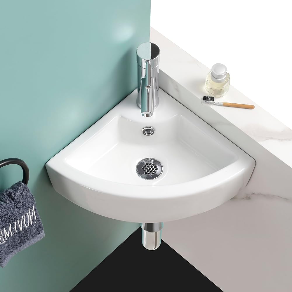 Home Supplies Wall Mounted Ceramic Bathroom Basin 13.5x43.5x32 White