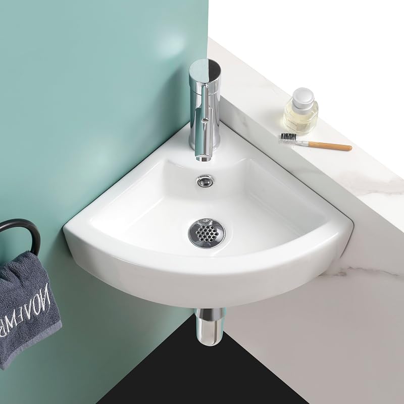 Home Supplies Wall Mounted Ceramic Bathroom Basin 13.5x43.5x32 White