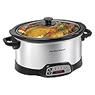 Hamilton Beach Programmable Slow Cooker, Silver, 6-Quart, Stainless Steel (33660)