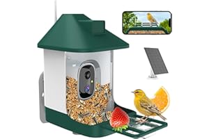 VATJUBI Bird Feeder with Camera,Smart Birdwatching Camera with Solar Powered,AI Identify Species,Instant Notifications,FHD Live View,Auto Record Video in Backyard,Ideal Gifts for Family and Bird Lovers