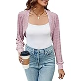 Imily Bela Women's Summer Cropped Cardigan Casual Long Sleeve Knit Sweaters Open Front Bolero Shrugs for Dresses