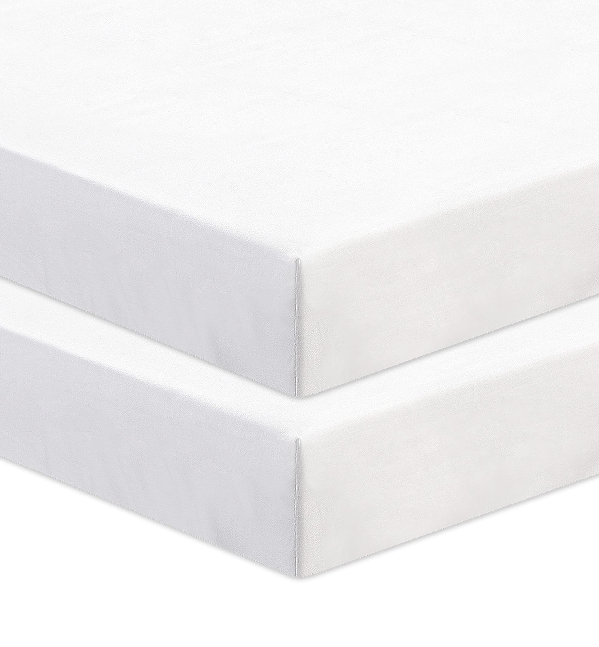 2 Pcs Chicco Next to Me Compatible Crib Fitted Sheets - 100% Pure Cotton, High Thread Count, Soft & Durable (83-85 x 50-51 cm, White) — image 1