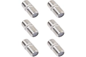 GZXUNFA 6 Pack Coaxial Cable Connector, RG6 Coax Cable Extender F-Type Silvery Plated Adapter Female to Female for TV Cables, Satellite Receiver, VCR and Cable Modem…