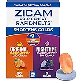 Zicam Cold Remedy Original + Nighttime RapidMelts Combo Pack, 25 Count | Non-Drowsy Zinc Homeopathic, Cold Shortening Relief, Nasal Congestion &amp; Occasional Sleeplessness, Citrus &amp; Grape Flavors