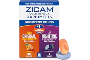 ZICAM Cold Remedy RapidMelts Original and RapidMelts Nighttime Combo Pack, Homeopathic Zinc Cold Remedy for Adults and Children 12 and Older, Citrus and Concord Grape Flavors, 25 Count