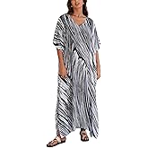 ELSCIRW Plus Size Kaftan Dress for Women Caftan Bathing Swim Cover Up Boho Beach Dress Lightweight Loungewear