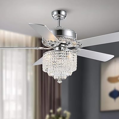 Buy Moooni 50 Inch Modern Crystal Ceiling Fan With Lights And Remote Elegant Chandelier Fan Light Kit Fandelier For Bedroom Living Room Silver Online In Turkey B08j3xb627