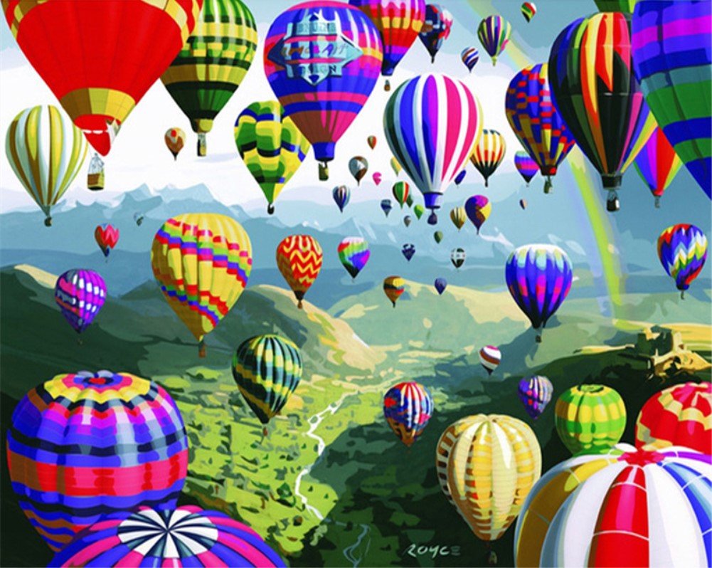 ABEUTY DIY Paint by Numbers for Adults Beginner - Cartoon Color Hot Air Balloon 16x20 inches Number Painting (No Frame)