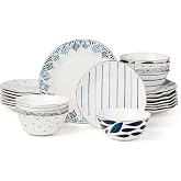 Lenox Blue Bay Porcelain 24-Piece Dinnerware Set for 8 | ceramic, dishwasher safe, microwave safe | plates and bowls sets for kitchen and dining | 11 inch plate