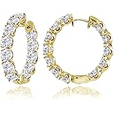 Sterling Silver 5mm Cubic Zirconia Inside Out Round Small Hoop Earrings