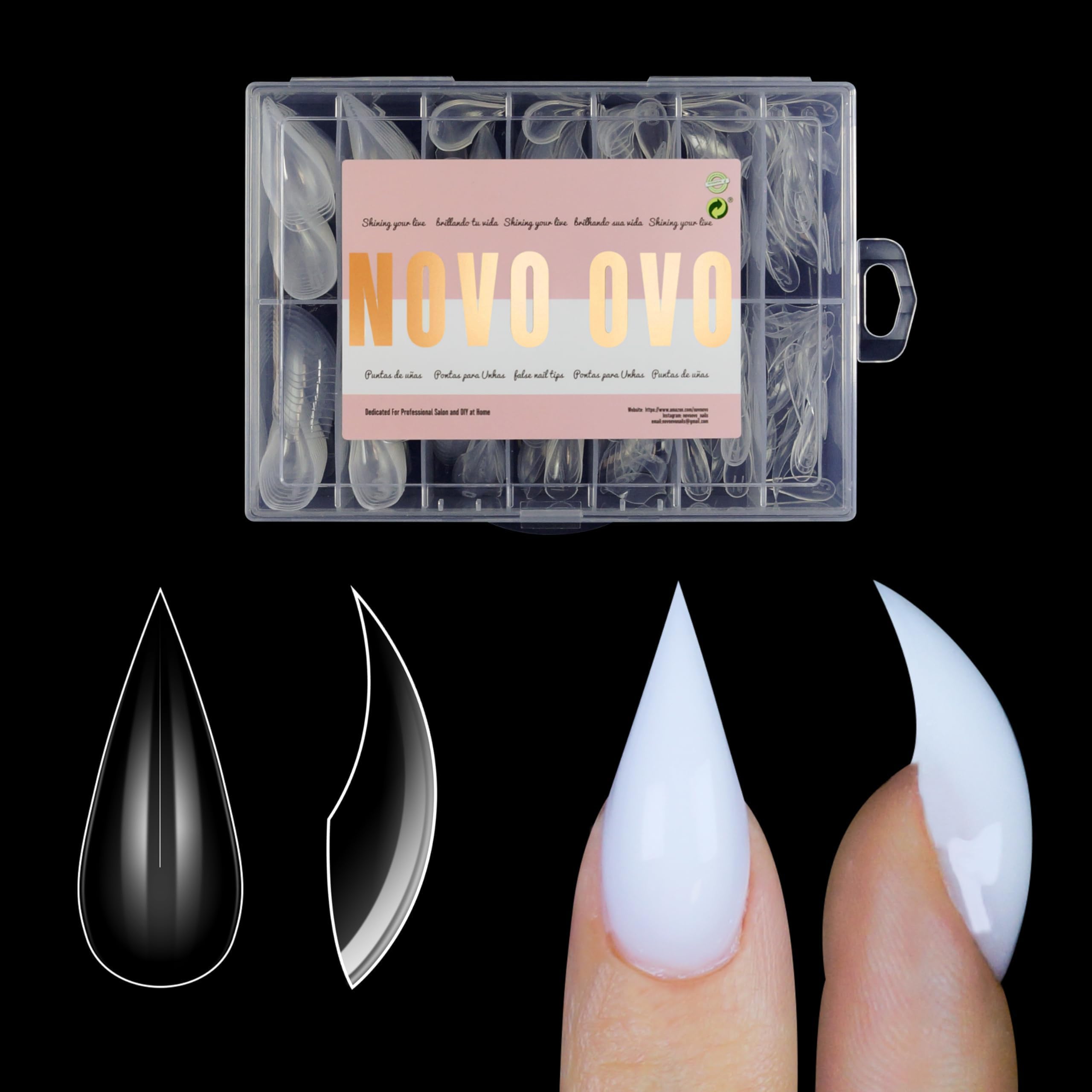 Photo 1 of NOVO OVO Halloween Cat Claw Short Curved Stiletto Nail Dual Forms for Poly Gel Extension of 3D Eagle Hawk Curve Sculptural Acrylic Nails, Reusable Full Cover Molds Nail Art Design 280 Pcs 14 sizes