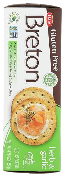 DARE BRETON, CRACKER HERB GARLIC, 4.76 OUNCE