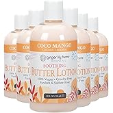 Ginger Lily Farms Botanicals Soothing Butter Lotion for Dry Skin, Coco Mango, 100% Vegan & Cruelty-Free, Coconut Mango Scent, 12 Fl Oz (Pack of 6)