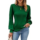 QACOHU Womens Fall Long Sleeve Ribbed Knit Sweater Crewneck Casual Slim Fit Pullover Jumper Tops
