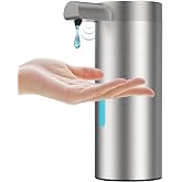 Liquid Sensor Pump, 12.17 oz Automatic Soap Dispenser for Kitchen and Bathroom, Touchless Automatic Soap Dispenser, Variable Dispense, Rechargeable, No-Drip Spout, High-Grade Brushed Stainless Steel