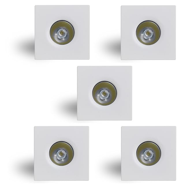 Syska SSK-CL-S-2W 2-Watt Square LED Cabinet Spot Light (Pack of 5, Cool Day Light)