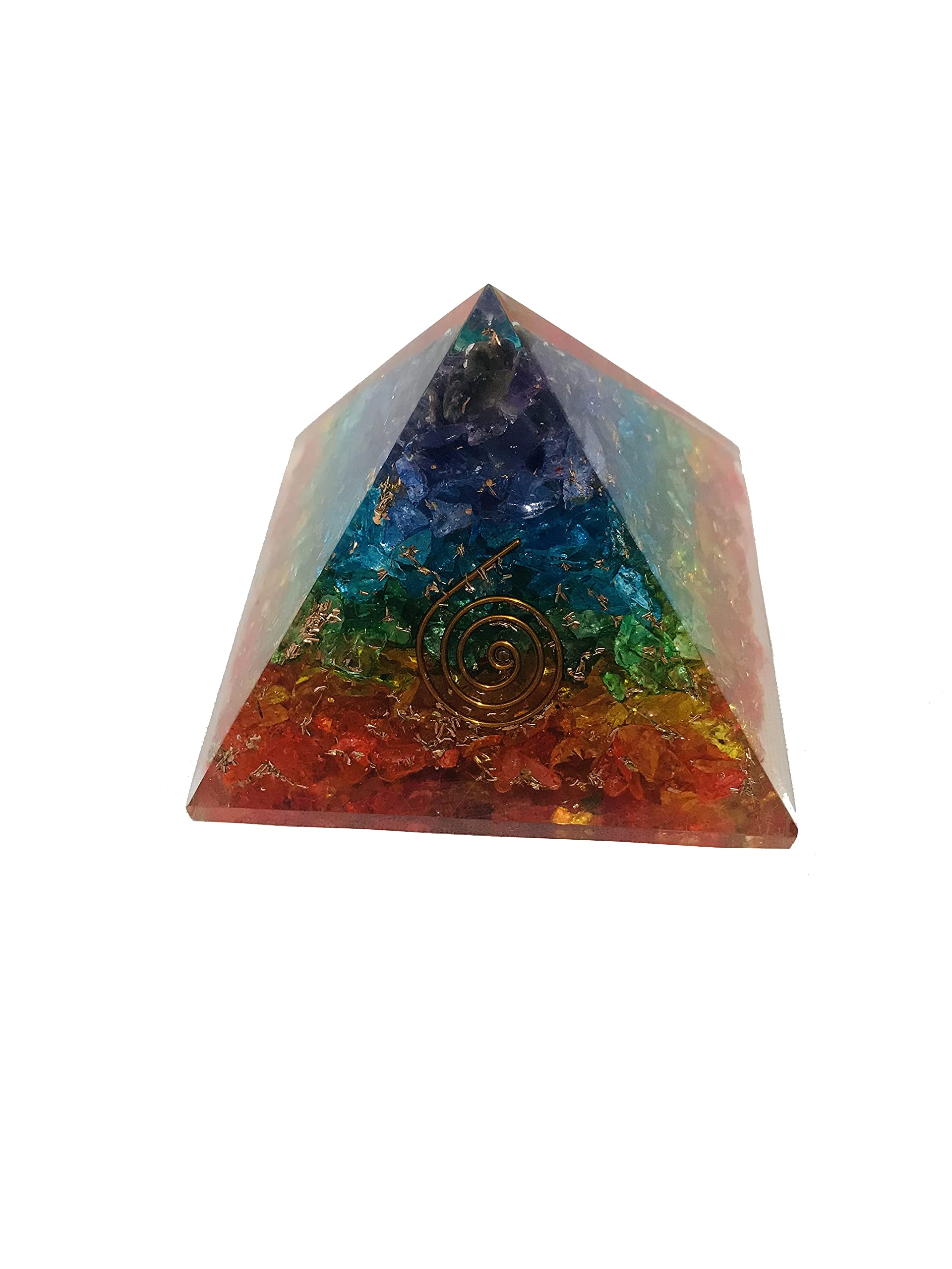 7 Chakra Pyramid Rainbow Crystal Quartz Positive Energy Generator Pyramids Healing Stones for EMF Protection Meditation Chakra Balancing, Yoga Spiritual Gift 65-70 mm