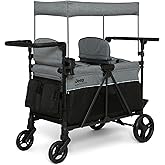 Delta Children - Jeep Aries Stroller Wagon - Premium Wagon for 2 Kids with Convertible Seats, Adjustable Push/Pull Handles, Removable Canopy &amp; Flat Fold - Greenguard Gold Certified, Grey