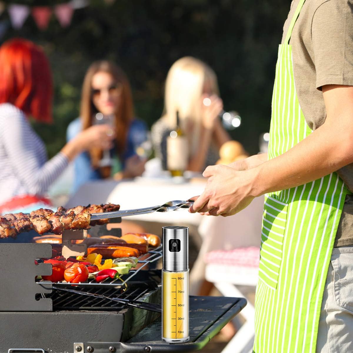 Oil Sprayer for Cooking 2 Pack, JOMARTO 100ml Olive Oil Spray Mister Set Glass Oil Bottle with Measurements Refillable Oil Dispenser for Kitchen Air Fryer BBQ Salad Baking Grilling Roasting: Home Improvement