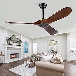 Solid Wood Ceiling Fans Without Light, 52 Inch Real