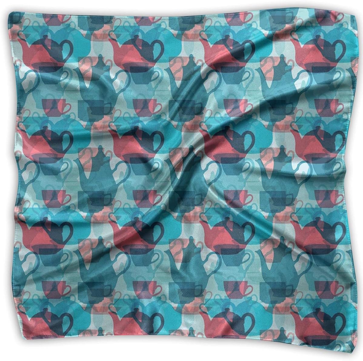 Bandana Head and Neck Tie Neckerchief,Crockery Composition Abstract Overlapping Silhouettes Teapot And Cups,Headband