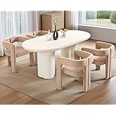 CIMOTA Modern Barrel Dining Chairs Set of 4, Velvet Fabric Upholstered Accent Chairs with Arms/Wood Legs/Open Back, Designer 