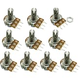 Ferwooh 10PCS B20K 20K Ohm Adjustment Single Linear Rotary Taper Potentiometer Shaft 15mm