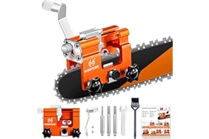 OMCCHK Chainsaw Sharpener Jig Kit, Portable Chainsaw Sharpening Tool with Burr Grinding Stone & Cleaning Brush, Manual Chain Saw Blade Sharpener Attachment for Chain/Electric Saw, Lumberjack, Garden Worker