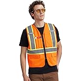 A-KSAFETY High Visibility Safety Vest for Men Women with Pockets and Zipper