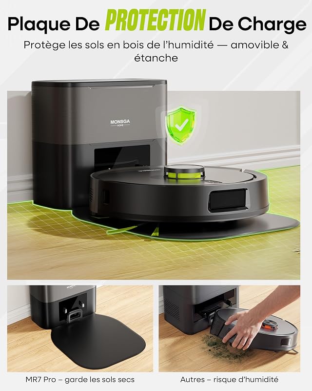 Robot Aspirateur Laveur, 10000Pa, avec Station de Vidange, Navi LDS